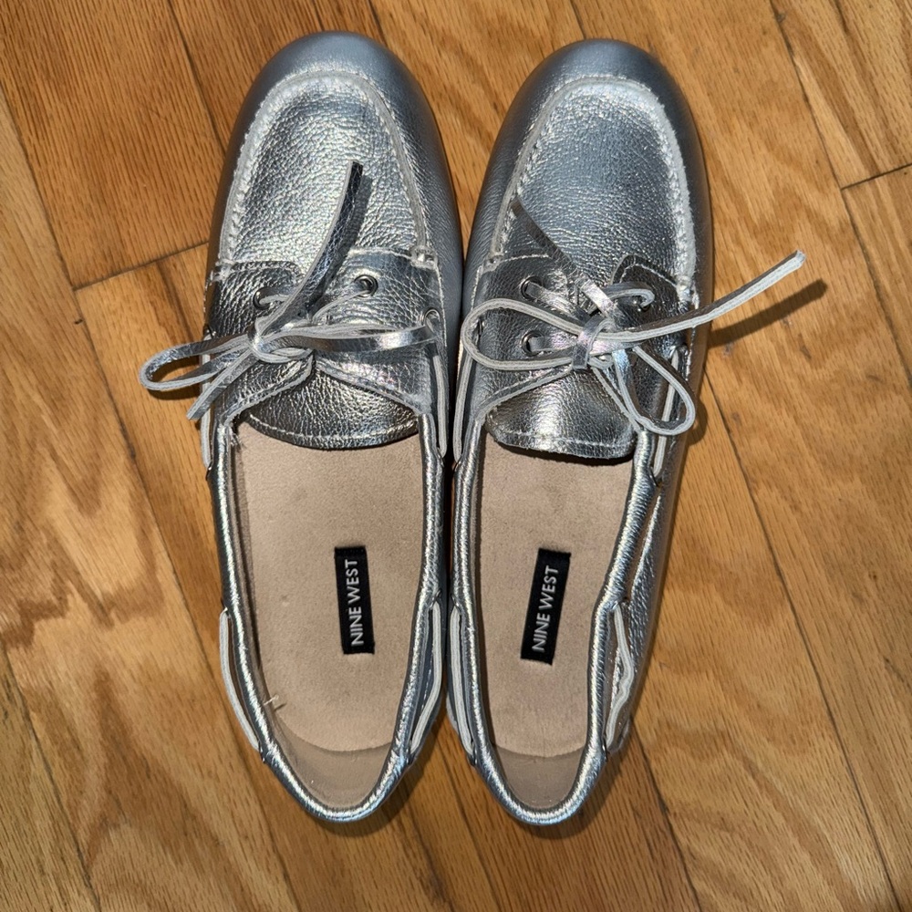 Nine West Silver Boat Shoes